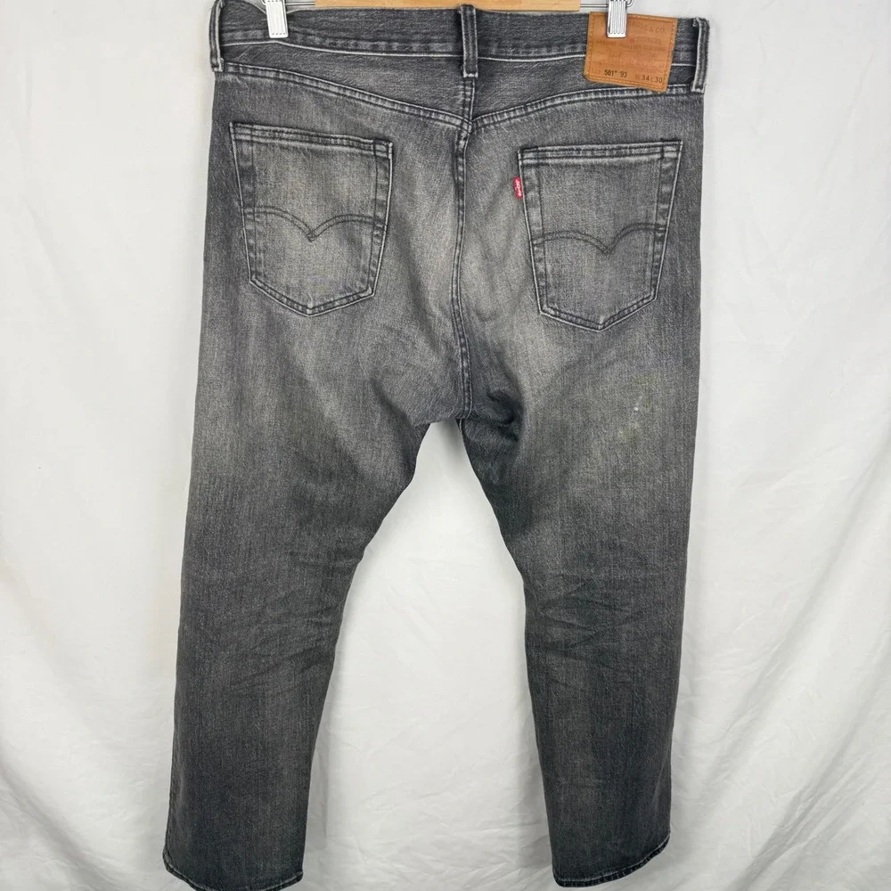 Levi's 501 Premium Faded Black Button Fly Straight Jeans 34x30 Vintage Inspired